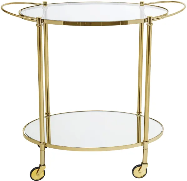 Nordic, Bar table/serving trolley with wheels, Gold-plated