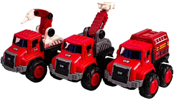 Fire engines in metal with inertia 3 ass.