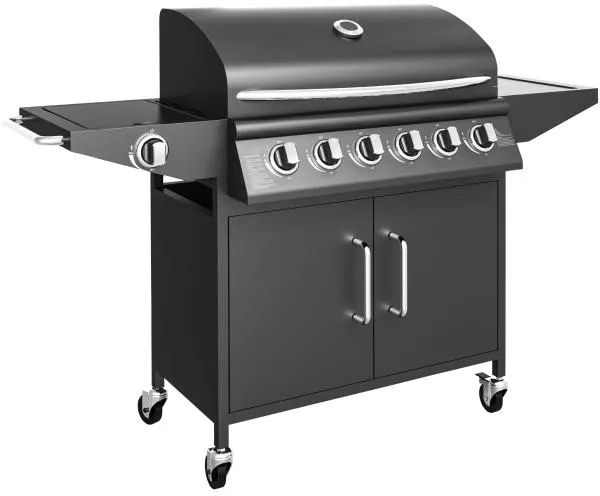 Gas grill with 6 burners and hob