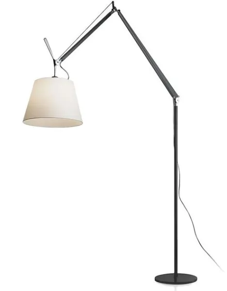 Artemide Tolomeo Mega Floor Lamp Black Body 32 cm Parchment Shade with Light Dimmer