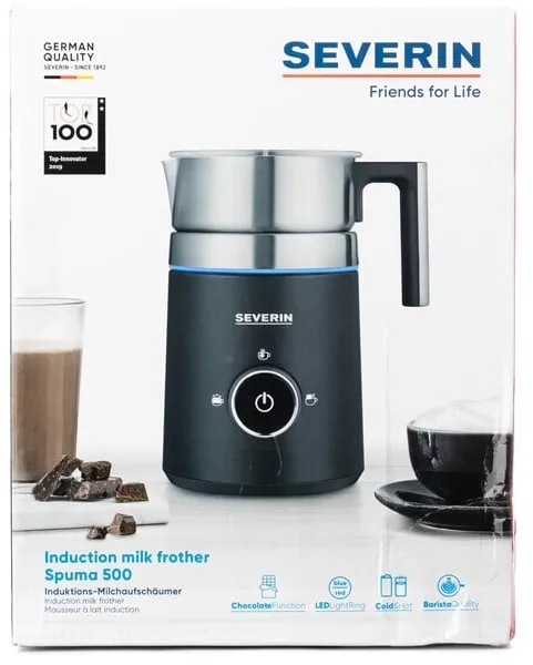 SEVERIN SM 3585 Spuma 500 - Milk Frother - Brushed Stainless Steel/Black