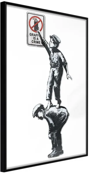 ARTGEIST Poster with Frame - Banksy: Graffiti Is a Crime Black 30x45