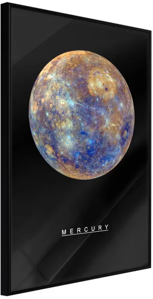 ARTGEIST Poster with Frame - The Solar System: Mercury with Gold Passepartout 30x45