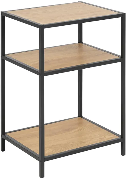 ACT NORDIC Seaford bedside table - natural/black paper wild oak/metal, with 2 shelves
