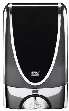 Deb Stoko dispenser, touch-free, in black plastic with chrome edge, 1.2 L